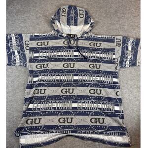 VTG Y2K FBI Georgetown Hoodie Mens XL Gray AOP Graphic Short Sleeve Streetwear